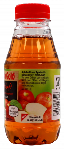 WeserGold Apfelsaft, 24 x 330ml Flaschen EINWEG
