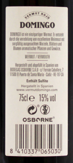 Vermut Rojo Domingo 15% vol., 6 x 750ml Flaschen