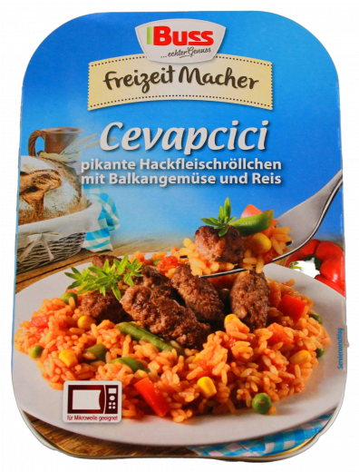 Buss freizeit Macher Cevapcici mit Balkangemüse und Reis, 6 x 300g Packungen