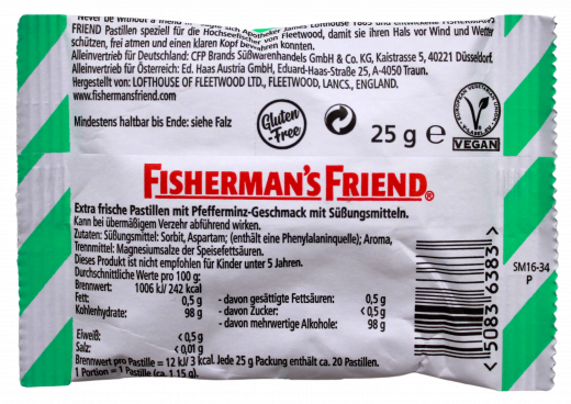 Fisherman's Friend Mint ohne Zucker, 24 x 25g Beutel