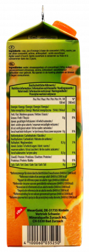 WeserGold Orange Fruchtsaftgetränk, 8 x 1000ml Packungen