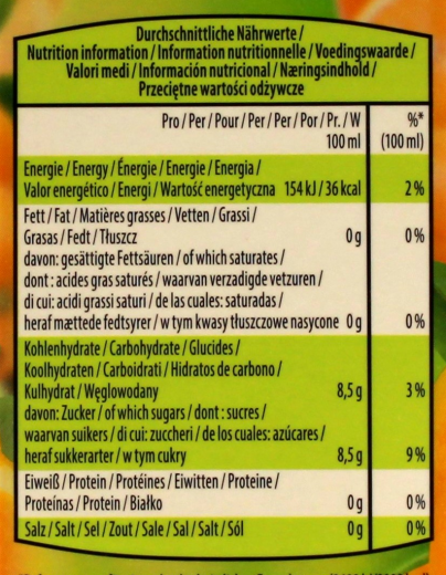 WeserGold Orange Fruchtsaftgetränk, 8 x 1000ml Packungen
