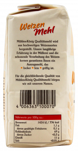 Mühlen König Weizenmehl Type 405, 10 x 1000g Packungen
