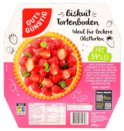 Gut & Günstig Biskuit Tortenboden, 4 x 250g Packungen