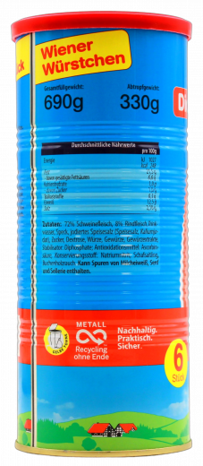 Metten Wiener Würstchen, 6 x 330g Dosen