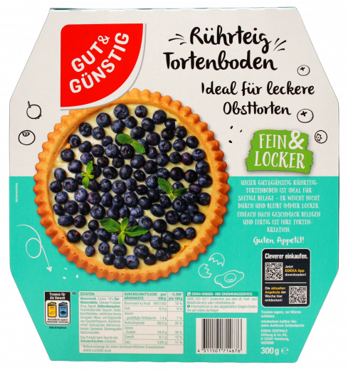 Gut & Günstig Rührteig Tortenboden, 5 x 300g Packungen