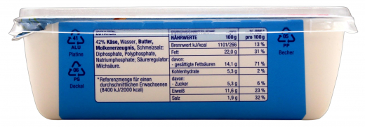 Gut & Günstig Schmelzkäsezubereitung Sahnig, 5 x 200g Becher