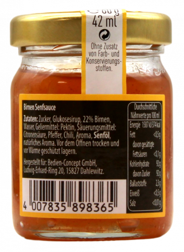 R&Z Birnen Senfsauce, 6 x 60g Gläser