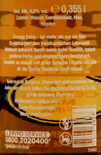 Corona Extra 4.5% vol., 24 x 335ml Flaschen MEHRWEG