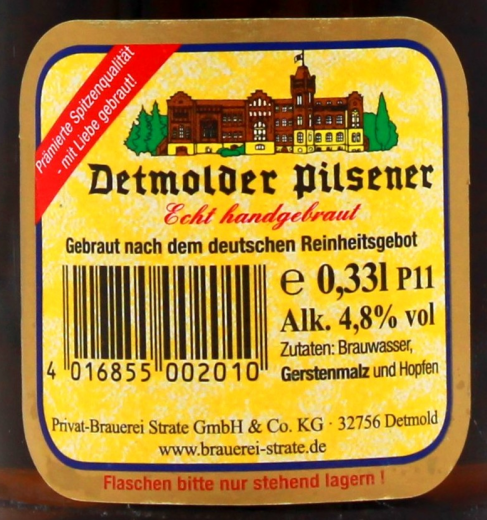 Detmolder Pilsener 4.8% vol., 20 x 330ml Flaschen MEHRWEG