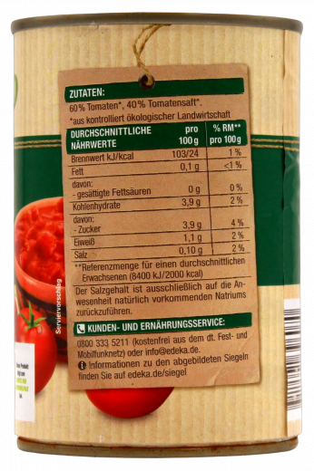 EDEKA Bio Tomaten in Stücken, 12 x 400g Dosen