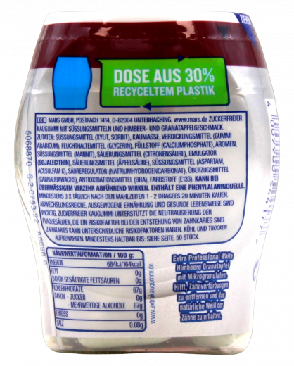 Wrigley's Extra Professional White Himbeere Granatapfel ohne Zucker, 12 x 50er Dosen