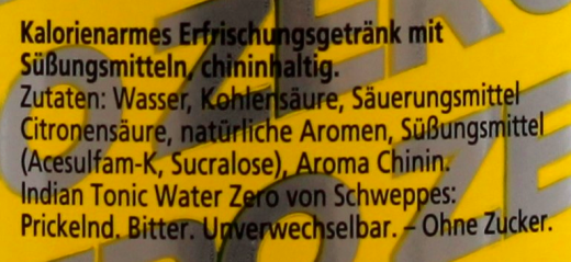 Schweppes Tonic Water Zero, 6 x 1250ml Flaschen EINWEG