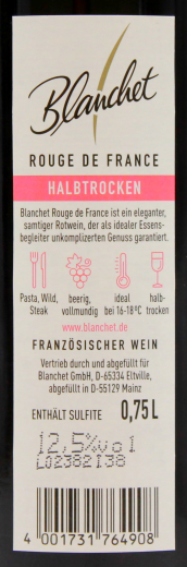 Blanchet Rouge de France Rotwein halbtrocken 12.5% vol., 6 x 750ml Flaschen