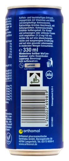 orthomol energy Energy-Drink Kaktusfeige-Grüntee, 12 x 330ml Dose EINWEG
