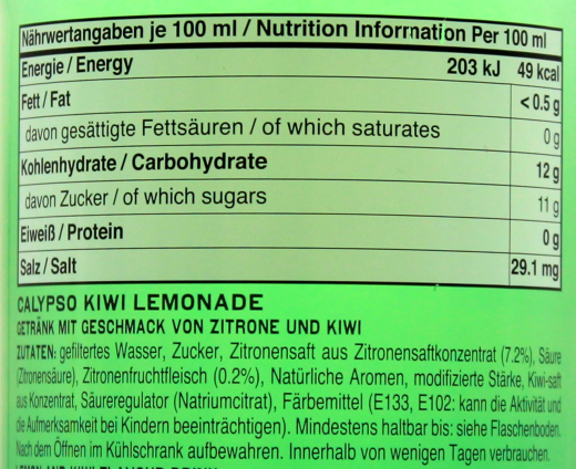 Calypso Kiwi Lemonade, 12 x 473ml Flasche EINWEG