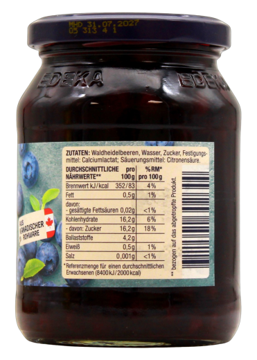 Herzstücke Waldheidelbeeren gezuckert, 6 x 125g Glas