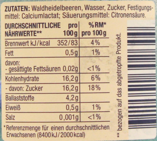 Herzstücke Waldheidelbeeren gezuckert, 6 x 125g Glas