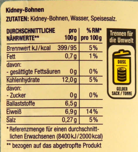 Edeka Herzstücke Kidney-Bohnen, 6 x 530g Dose
