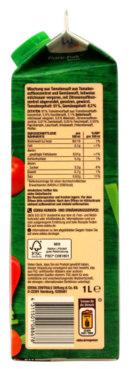 Herzstücke Tomaten-Gemüse-Mix Saft, 8 x 1 l Getränkekarton