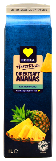 Edeka Herzstücke Ananas Direktsaft, 8 x 1 l Getränkekarton