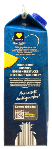 Edeka Herzstücke Ananas Direktsaft, 8 x 1 l Getränkekarton