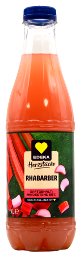 Edeka Herzstücke Rhabarber Saft, 6 x 1 l Flasche EINWEG