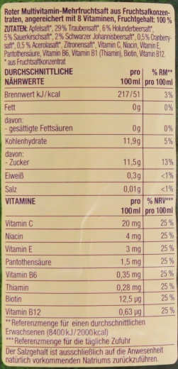 Edeka Herzstücke Roter Multi Saft, 6 x 1 l Flasche EINWEG