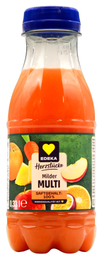 Edeka Herzstücke milder Multi Saft, 24 x 330ml Flasche EINWEG