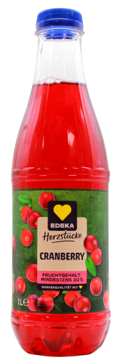 Edeka Herzstücke Cranberry Saft, 6 x 1 l Flasche EINWEG