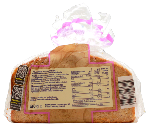 Edeka Herzstücke Kartoffel Softi Weizenmischbrot, 5 x 500g Beutel