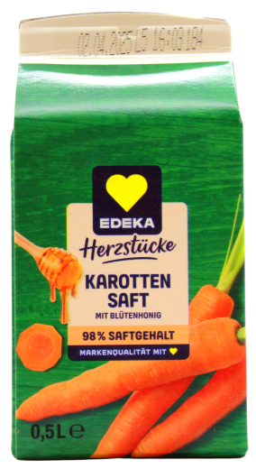 Edeka Herzstücke Karottensaft mit Blütenhonig, 8 x 500ml Getränkekarton