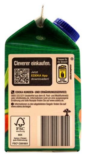 Edeka Herzstücke Karottensaft mit Blütenhonig, 8 x 500ml Getränkekarton