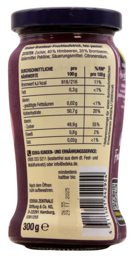 Herzstücke feines Fruchtmousse Himbeere & Brombeere, 5 x 300g Glas