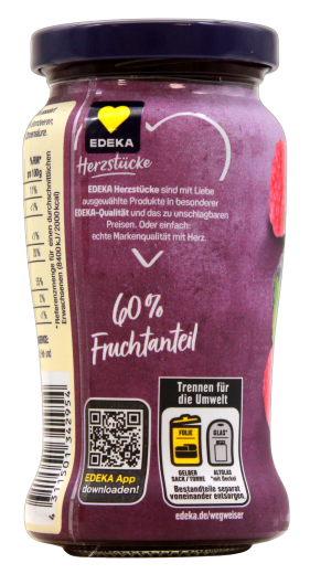 Herzstücke feines Fruchtmousse Himbeere & Brombeere, 5 x 300g Glas