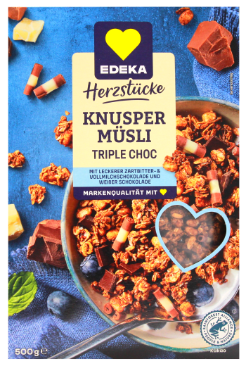 Edeka Herzstücke Knuspermüsli Triple Choc, 7 x 500g Packung