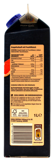 Edeka Herzstücke Grapefruit Direktsaft mit Fruchtfleisch, 8 x 1 l Getränkekarton