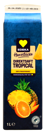 Edeka Herzstücke Tropical Ditektsaft, 8 x 1 l Getränkekarton