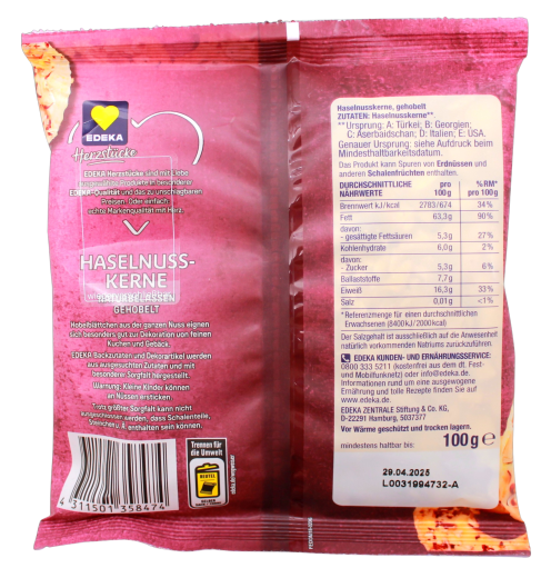 Herzstücke Haselnusskerne naturbelassen gehobelt, 5 x 100g Beutel