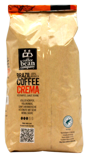 Coffee Bean Company Brazil Coffee Crema 100% Arabica ganze Bohne, 8 x 1 kg Beutel
