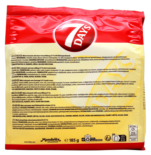 7 Days mini Croissants mit Kakaocreme-Füllung, 10 x 185g Beutel