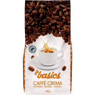 my basics Café Crema ganze Bohnen, 8 x 1 kg Packung