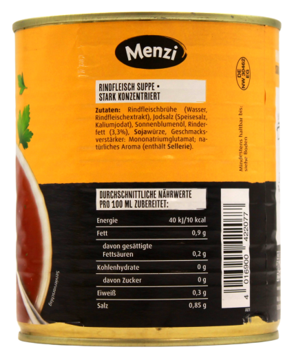 Menzi Rindfleisch Suppe stark konzentriert, 6 x 800ml Dose