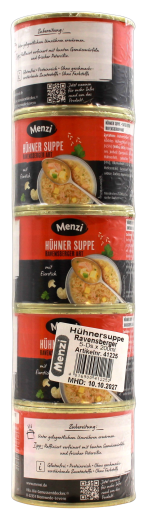 Menzi Hühnersuppe Ravensberger Art mit Eierstich, 4 x 5 x 200ml Dose