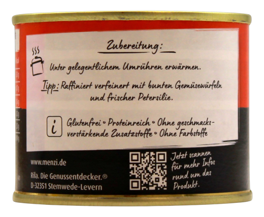 Menzi Hühnersuppe Ravensberger Art mit Eierstich, 4 x 5 x 200ml Dose