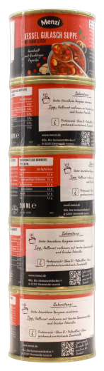 Menzi Kessel Gulasch Suppe mit Rindfleisch, 4 x 5 x 200ml Dosen