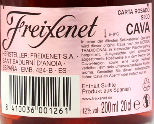 Freixenet Carta Rosado Premium Cava seco 12% vol., 24 x 0.2 l Flasche