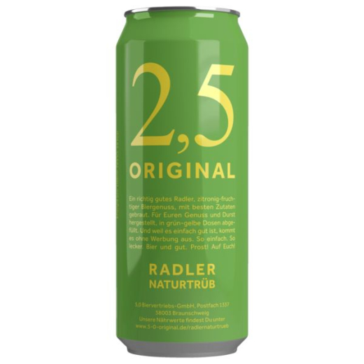 Oettinger 2.5 Original Radler Naturtrüb 2.5% vol., 24 x 0.5 l Dose EINWEG