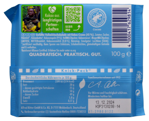 Ritter Sport Kokos Schokolade, 12 x 100g Tafel