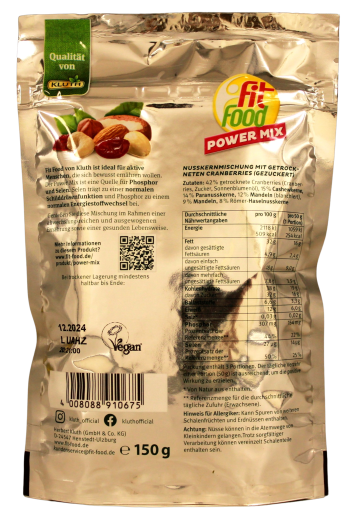Kluth Fit Food Power Mix Nussmischung, 10 x 150g Beutel